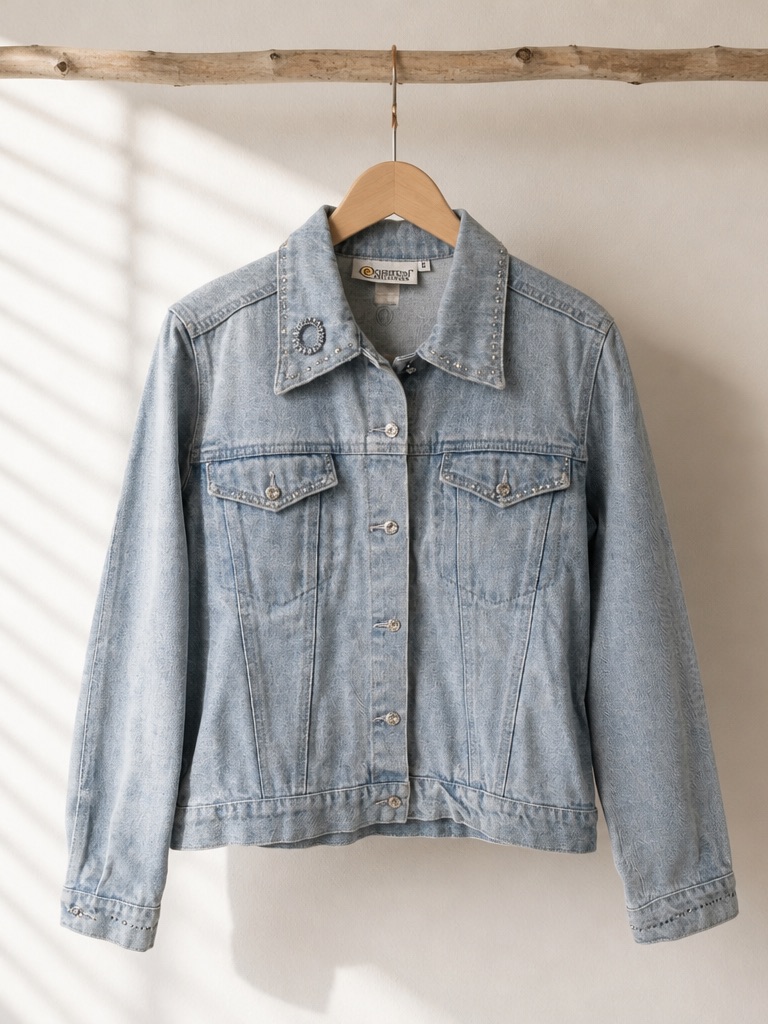 Christine Alexander Light Blue Studded Jean Jacket